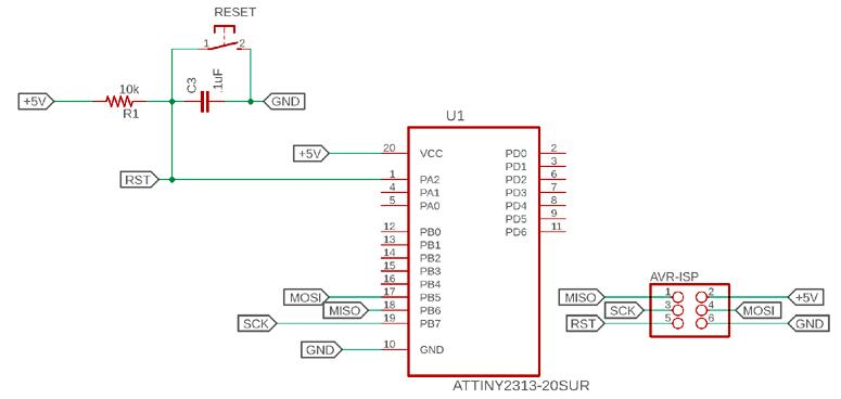 ATTINY2313 8-bit AVR Microcontroller: Pinout, Datasheet and Programming