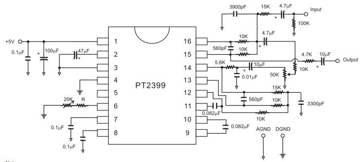 PT2399 Delay Echo Processor IC: Datasheet, Schematic and Circuit