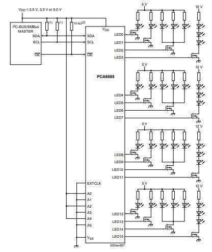 PCA9685 LED Controller: Datasheet, PCA9685 Arduino, Schematic